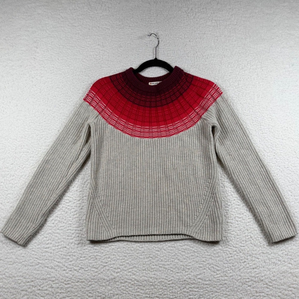 Marine Layer Sweater Women Red Sunburst Yoke Shaker Knit Cotton Wool S Boho Cozy